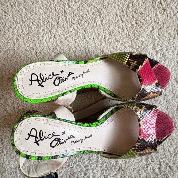 Alice and Olivia Snake Print Wedge Sandals - Picture 6 of 8